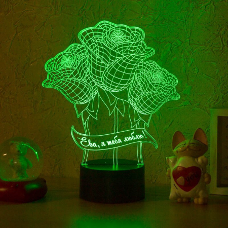 3D светильник  Розы с поздравлением