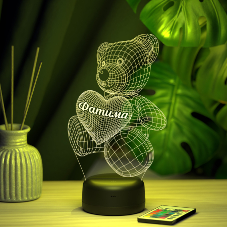 3D светильник  Светильник "Мишка с именем Фатима"