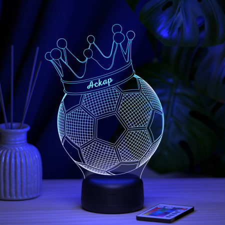 3D светильник  Светильник "Мяч с короной с именем Аскар"