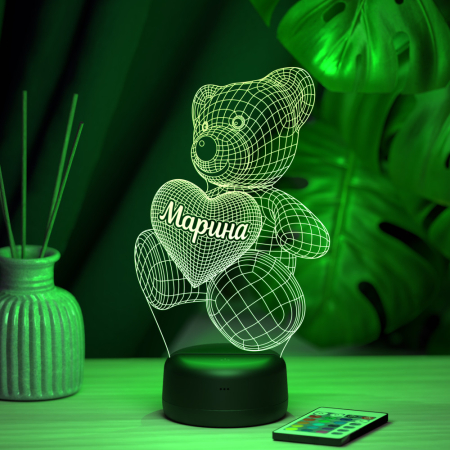 3D светильник  Светильник "Мишка с именем Марина"