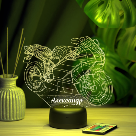 3D светильник  Светильник "Мотобайк с именем Александр"