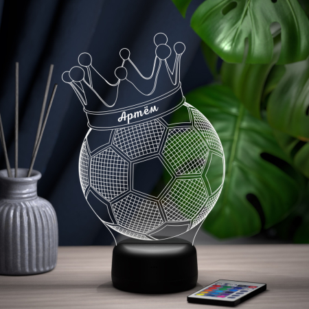 3D светильник  Светильник "Мяч с короной с именем Артем"