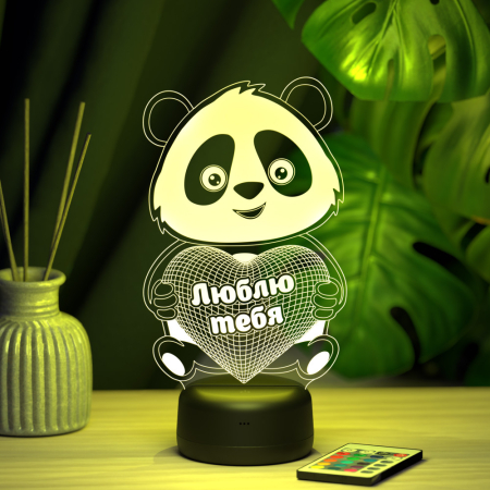 3D светильник  Светильник "Панда "Люблю тебя"