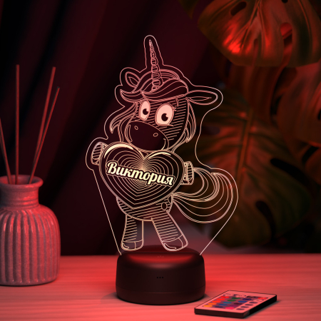 3D светильник  Светильник "Единорог с именем Виктория"