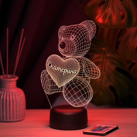 3D светильник  Светильник "Мишка с именем Екатерина"