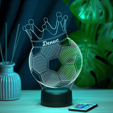 3D светильник  Светильник "Мяч с короной с именем Денис"