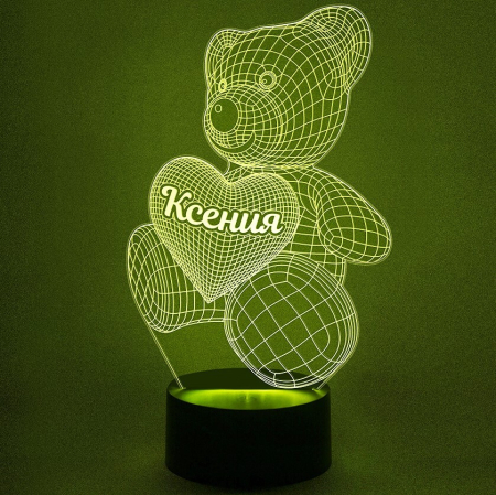 3D светильник  Светильник "Мишка с именем Ксюша"