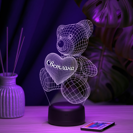 3D светильник  Светильник "Мишка с именем Светлана"