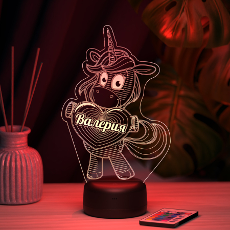 3D светильник  Светильник "Единорог с именем Валерия"