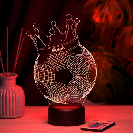 3D светильник  Светильник "Мяч с короной с именем Марк"
