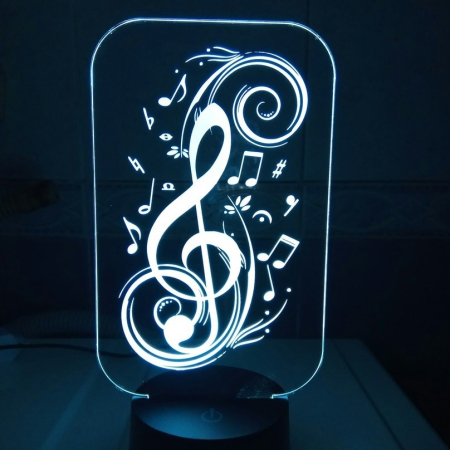 3D светильник  Скрипичный ключ и ноты