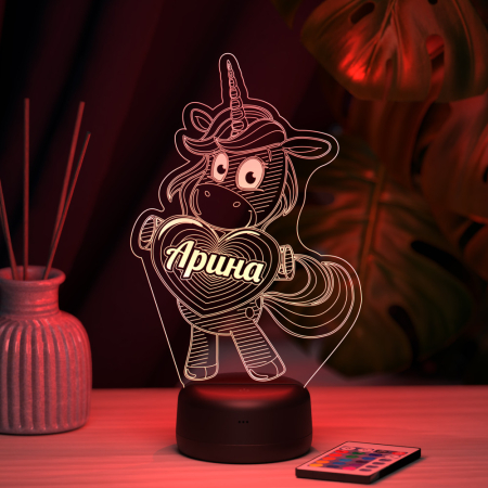 3D светильник  Светильник "Единорог с именем Арина"