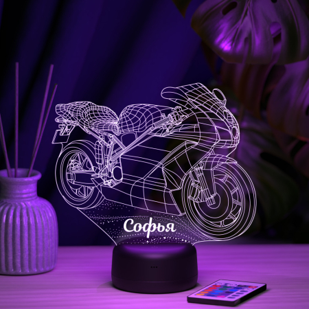 3D светильник  Светильник "Мотобайк с именем Софья"