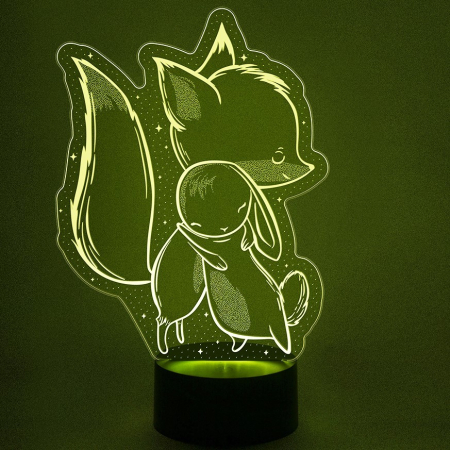 3D светильник  Светильник "Зайка и лисенок"