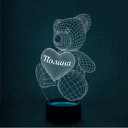 3D светильник  Светильник "Мишка с именем Полина"