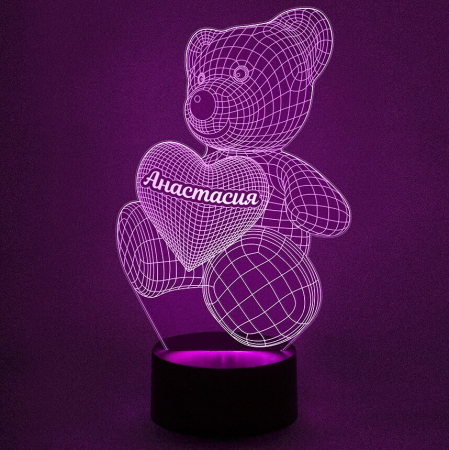 3D светильник  Светильник "Мишка с именем Анастасия"