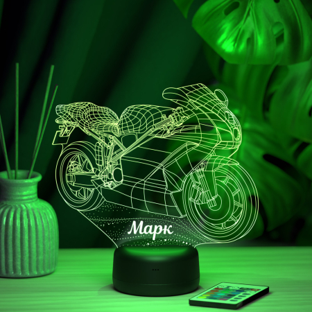 3D светильник  Светильник "Мотобайк с именем Марк"