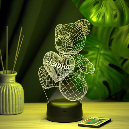3D светильник  Светильник "Мишка с именем Амина"