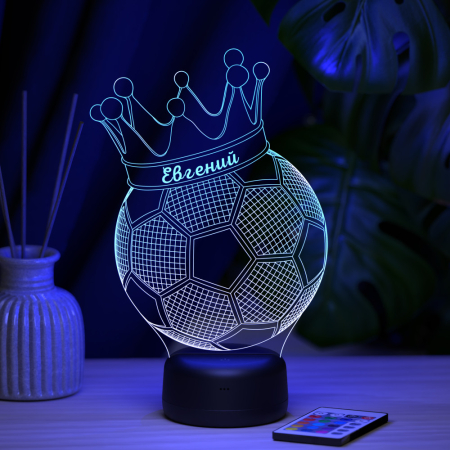 3D светильник  Светильник "Мяч с короной с именем Евгений"