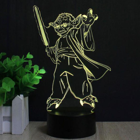 3D светильник  Йода со световым мечом