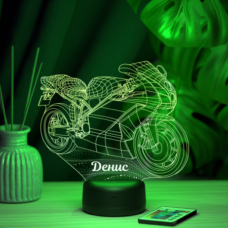 3D светильник  Светильник "Мотобайк с именем Денис"