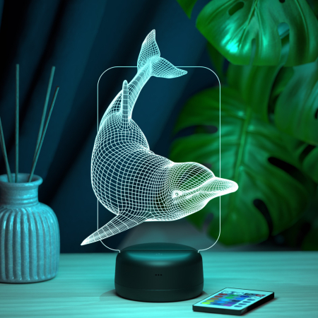 3D светильник  Светильник "Плывущий дельфин"