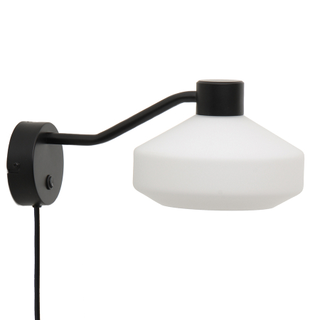 Лампа настенная mayor ?18 см, белый плафон, черный матовый каркас