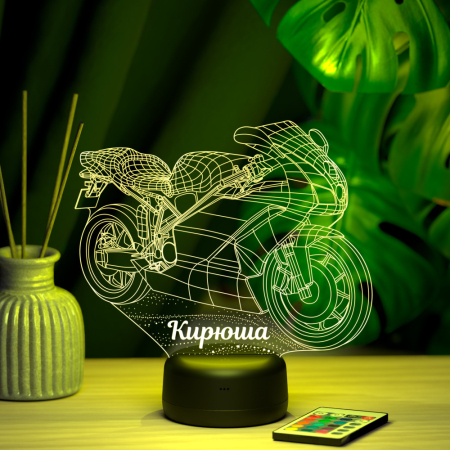 3D светильник  Светильник "Мотобайк с именем Кирюша"