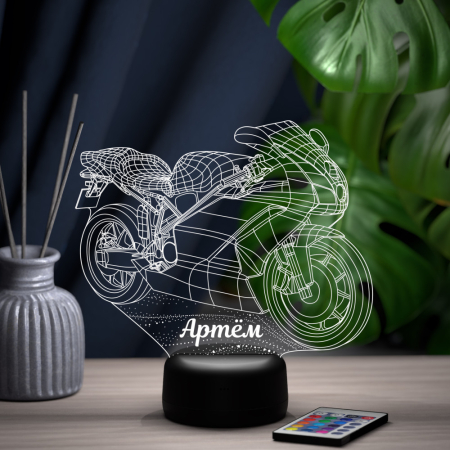 3D светильник  Светильник "Мотобайк с именем Артем"