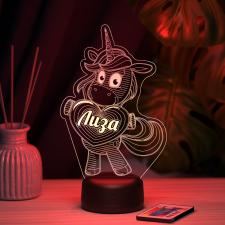 3D светильник  Светильник "Единорог с именем Лиза"