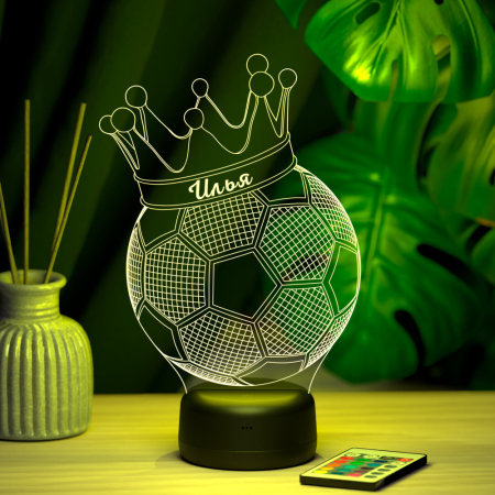 3D светильник  Светильник "Мяч с короной с именем Илья"
