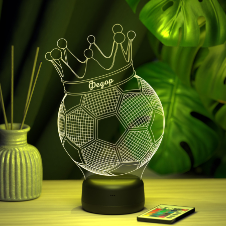 3D светильник  Светильник "Мяч с короной с именем Федор"
