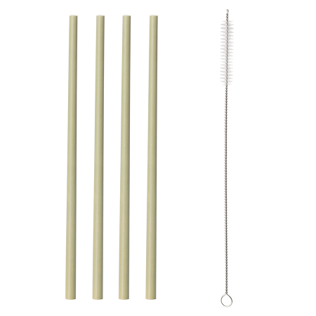 Набор из 4 соломинок из бамбука и щеточки colour