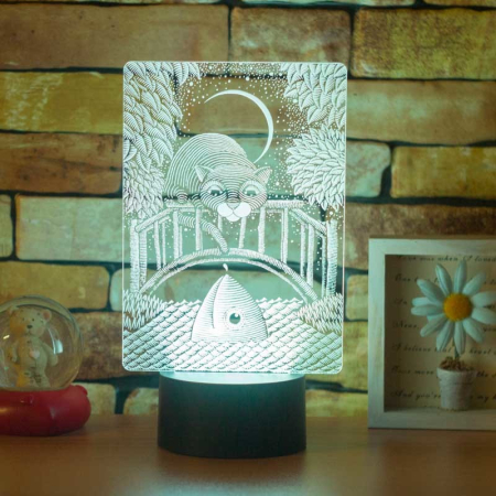 3D светильник  Светильник "Кот в лунную ночь"