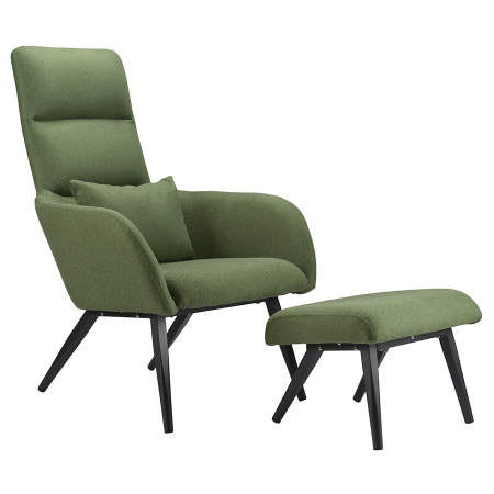 Кресло с подставкой для ног и подушкой berg bridjet, 105х68х58 см, рогожка, зеленое