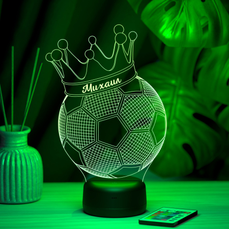 3D светильник  Светильник "Мяч с короной с именем Михаил"