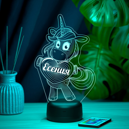 3D светильник  Светильник "Единорог с именем Есения"