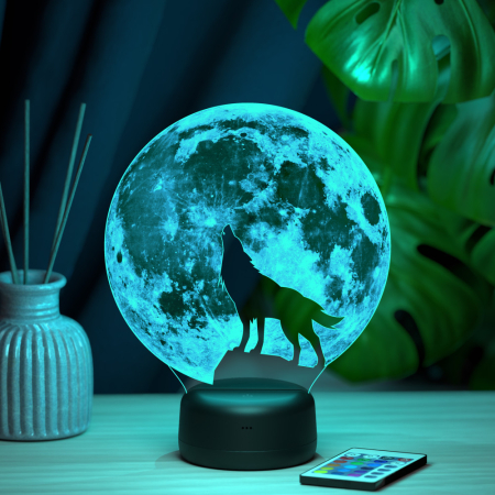 3D светильник  Светильник "Волк воет на луну"