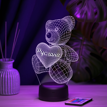 3D светильник  Светильник "Мишка с именем Руслана"