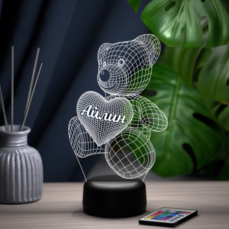 3D светильник  Светильник "Мишка с именем Айлин"